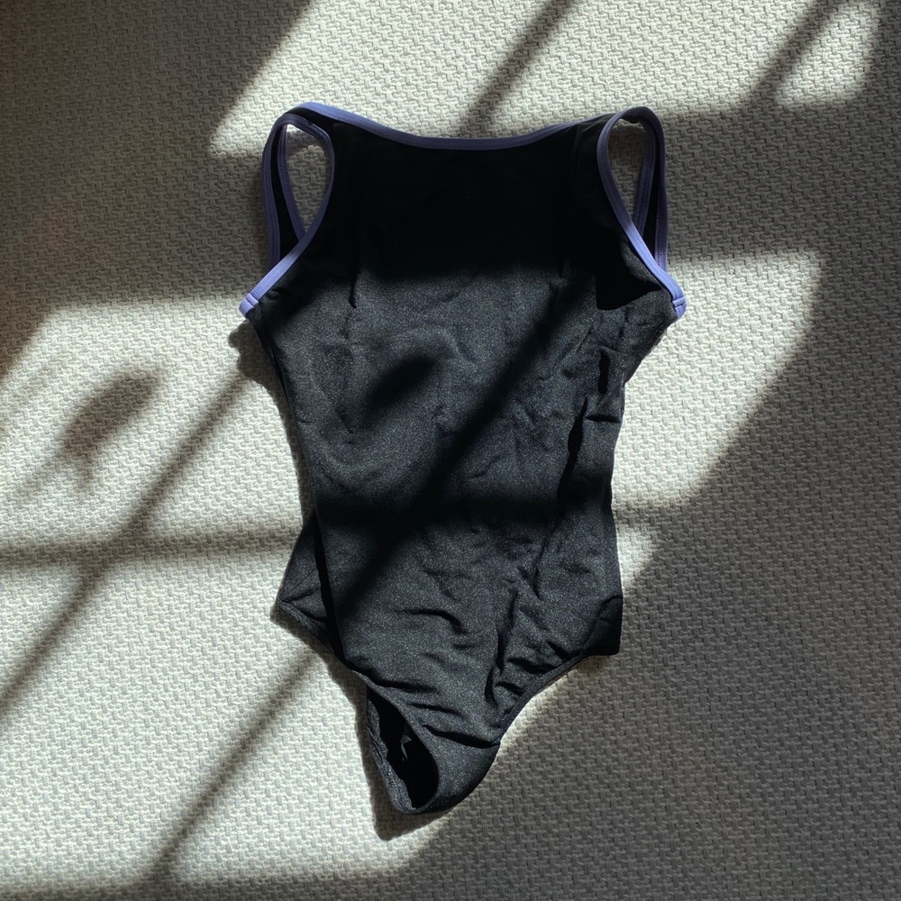 Mariia Classic Black Leotard with Purple trim